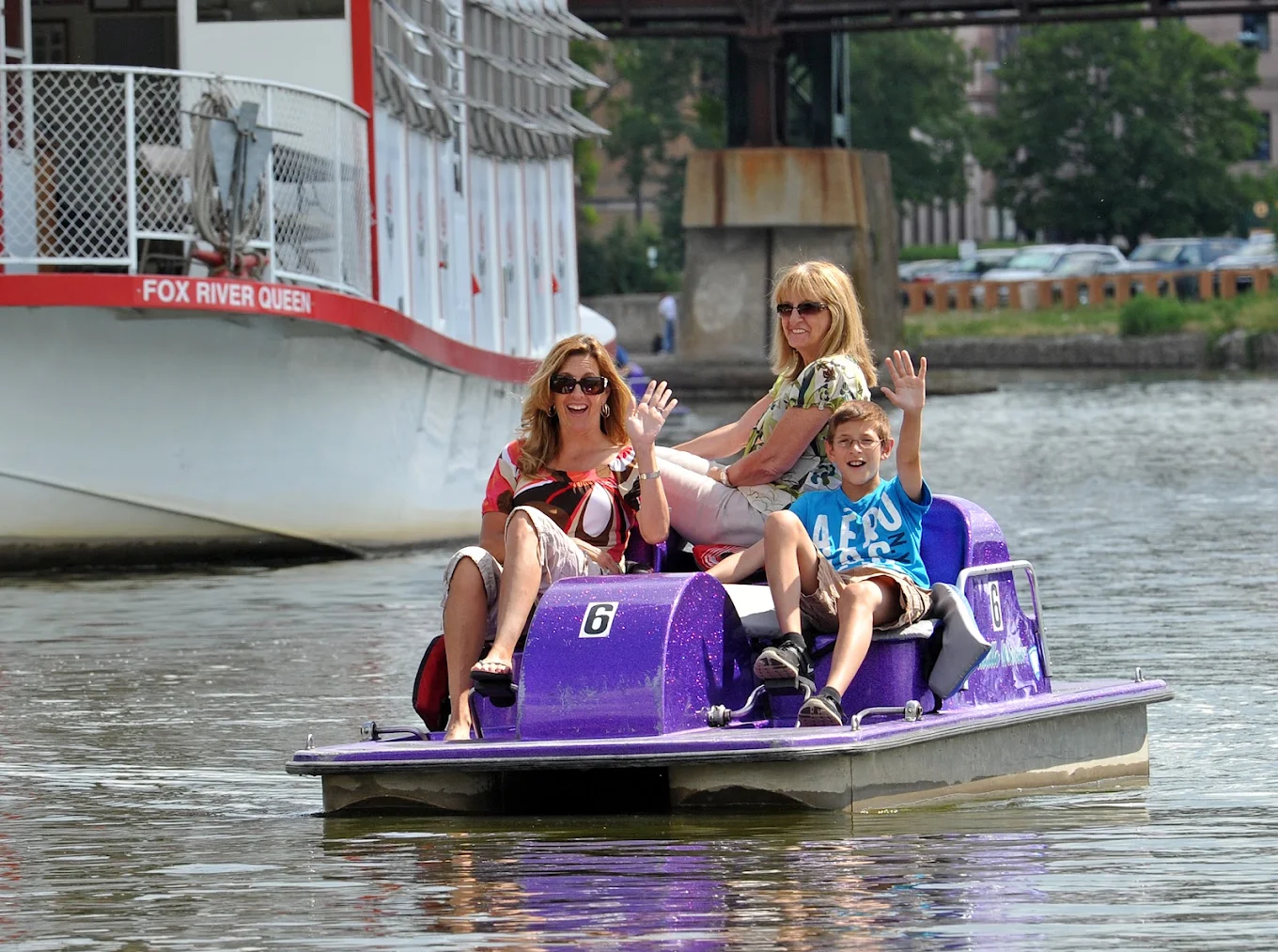 Pedal boats on the river